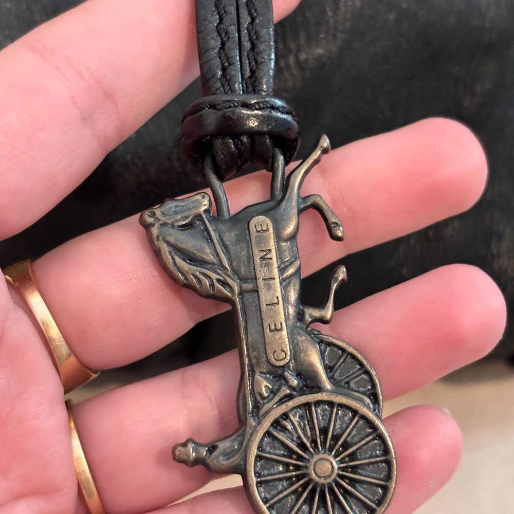 CELINE Vintage ‘Bittersweet’ Gunmetal Black Lambskin Leather Hobo Bag - Picture 3 of 16